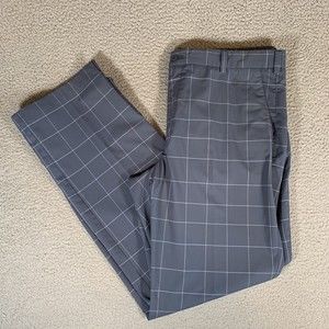 Nike Golf Tour Dri-Fit Pants Tour Performance Blue Plaid Size 36x32 Mens EUC
